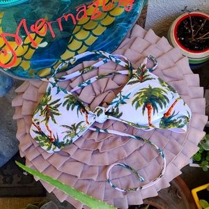 Palm tree bikini top, cross back tie